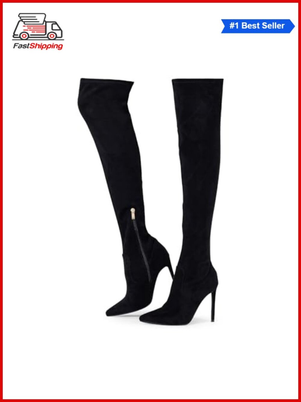 ✨ Elisabet Tang Women's Over-the-Knee Stretch Suede Stiletto Heel Pointed Toe